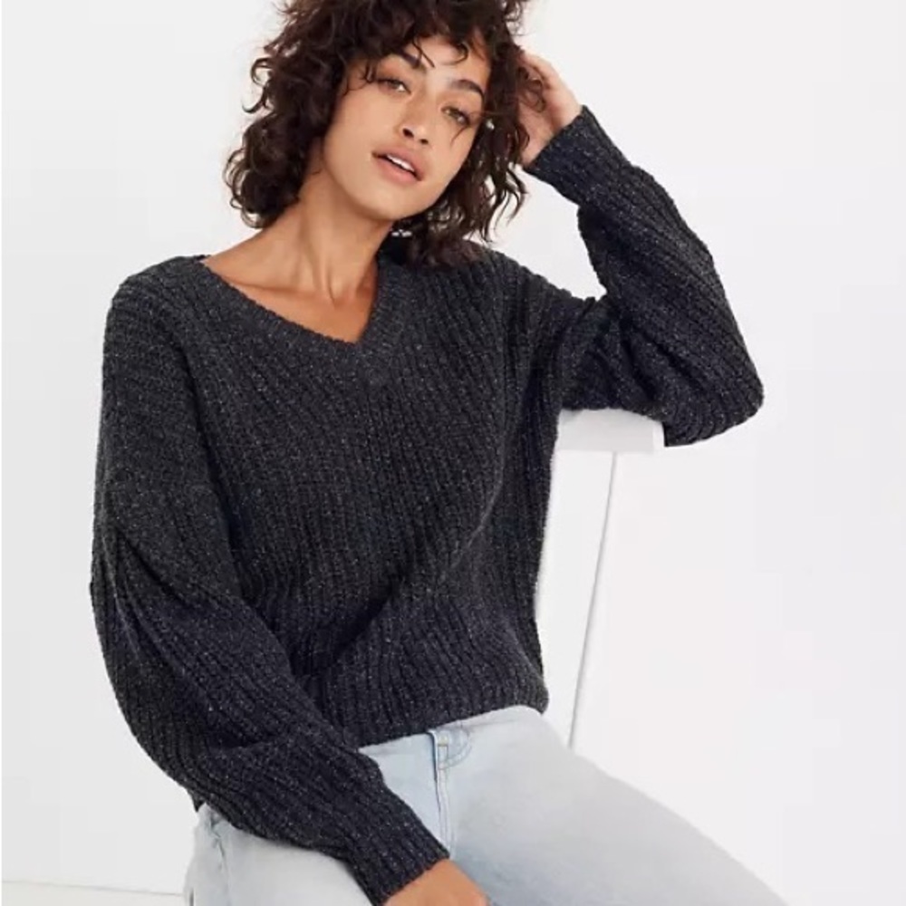 EUC Madewell Pleat-Sleeve Pullover Wool/Silk/Acrylic Blend Sweater | Size XXS